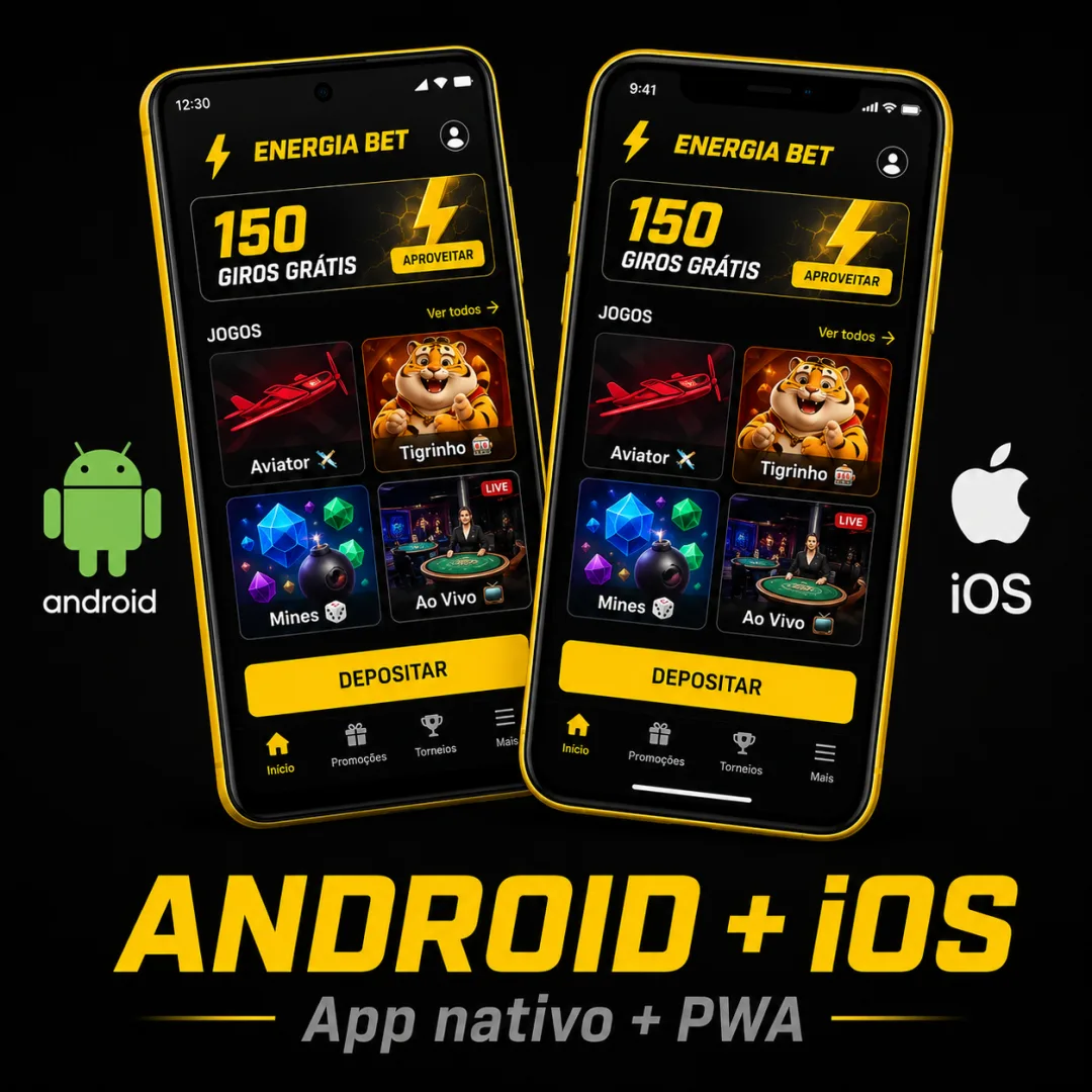 App Energia Bet rodando em iPhone e Android lado a lado